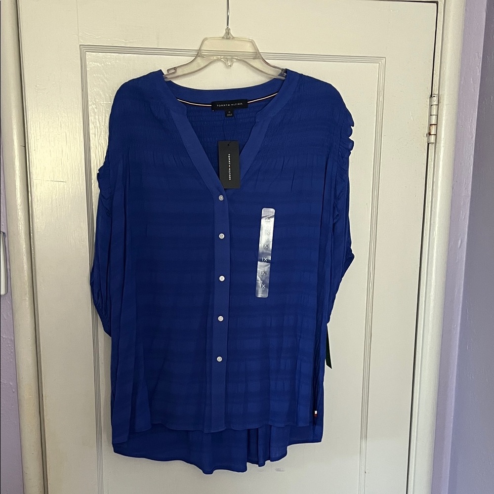 Tommy Hilfiger Royal Blue Button-Up Blouse